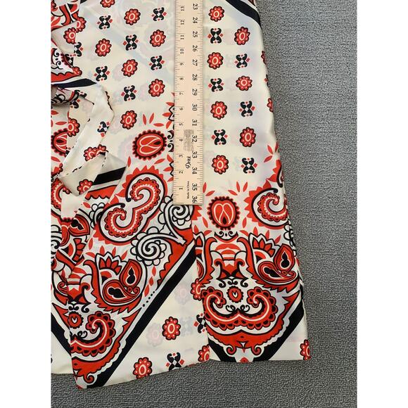Zara Women's XS White Red Black Patterned Long Sleeve Dress - Picture 8 of 14